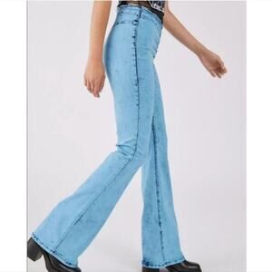 urban outfitters | NWT deep v ruched flare leg turquoise women's jeans sz 28